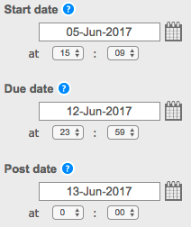 Screenshot of start date, due date, and end date